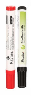 Rayher hobby materialen 2x Textielstiften dikke punt 2-4 mm zwart/rood