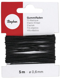 Rayher hobby materialen 2x Zwart hobby band elastiek op rol van 5 meter - breedte 0,6 mm - Zelf kleding/mondkapjes maken