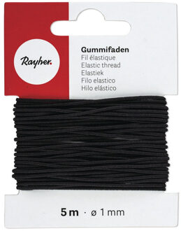 Rayher hobby materialen 2x Zwart kleding vermaken elastiek op rol 1 mm x 5 meter