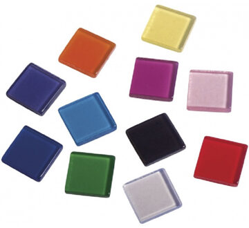 Rayher hobby materialen 3075x stuks Transparante mozaiek steentjes mix kleuren 1 x 1 cm - Mozaiken maken - Hobby artikelen