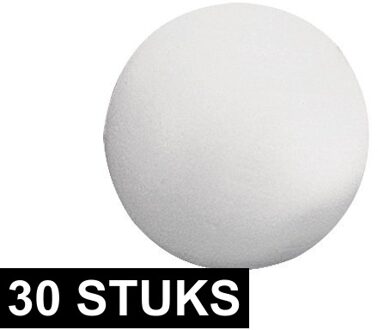 Rayher hobby materialen 30x Witte piepschuim ballen/bolletjes van 3 cm doorsnede