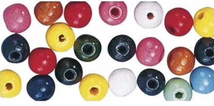 Rayher hobby materialen 32x Gekleurde houten hobby kralen 12 mm