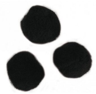 Rayher hobby materialen 35x stuks knutsel pompons 25 mm zwart hobby knutselen - zelf dieren maken