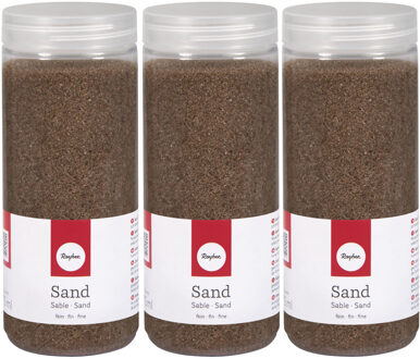 Rayher hobby materialen 3x Fijn decoratie zand antraciet 475 ml - Woondecoratie/woonaccessoires decoratiezand fijn donkergrijs