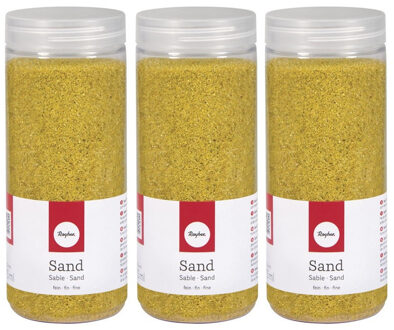 Rayher hobby materialen 3x Fijn decoratie zand geel 475 ml