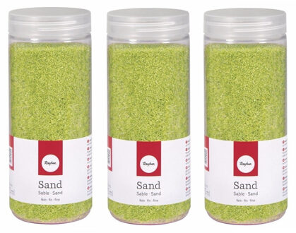 Rayher hobby materialen 3x Fijn decoratie zand groen 475 ml - Zandkorrels - Hobby/decoratiemateriaal