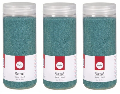 Rayher hobby materialen 3x Fijn decoratie zand turquoise 475 ml