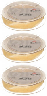 Rayher hobby materialen 3x Hobby/decoratie creme organza sierlinten 1,5 cm/15 mm x 10 meter
