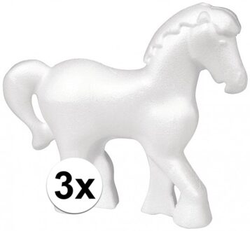 Rayher hobby materialen 3x Paard gemaakt van piepschuim 15 cm
