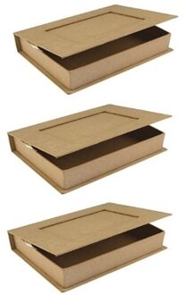 Rayher hobby materialen 3x Papier mache doosje boek 16 cm