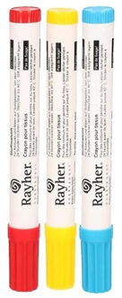 Rayher hobby materialen 3x textielstift dikke punt 2-4 mm blauw/geel/rood