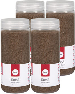 Rayher hobby materialen 4x pakjes fijn decoratie zand mokka bruin 475 ml