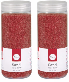 Rayher hobby materialen 4x pakjes fijn decoratie zand rood 475 ml
