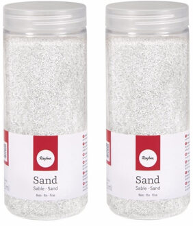 Rayher hobby materialen 4x pakjes fijn decoratie zand wit 475 ml