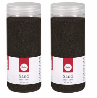 Rayher hobby materialen 4x pakjes fijn decoratie zand zwart 475 ml
