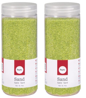 Rayher hobby materialen 4x potjes fijn decoratie zand groen 475 ml - decoratie - zandkorrels / knutselmateriaal