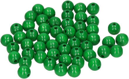 Rayher hobby materialen 52x stuks grasgroene houten kralen 10 mm - Hobbykralen