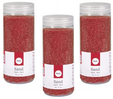 Rayher hobby materialen 5x pakjes fijn decoratie zand rood 475 ml
