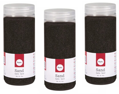Rayher hobby materialen 5x pakjes fijn decoratie zand zwart 475 ml