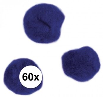 Rayher hobby materialen 60x knutsel pompons 15 mm donkerblauw