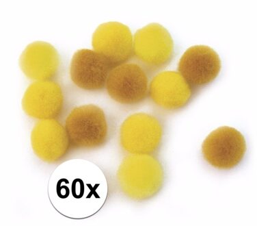 Rayher hobby materialen 60x knutsel pompons 15 mm geel