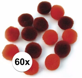 Rayher hobby materialen 60x knutsel pompons 15 mm rood