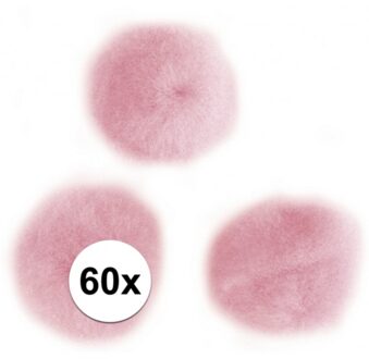 Rayher hobby materialen 60x knutsel pompons 15 mm roze