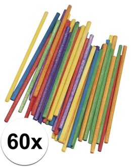 Rayher hobby materialen 60x stuks gekleurde knutselhoutjes van 10 x 0,4 cm Multi