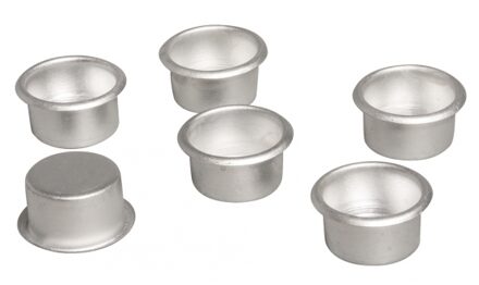 Rayher hobby materialen 6x metalen dinerskaars houders - decoratie - bloemstukje - kerststukje - Dia 22 mm Zilver