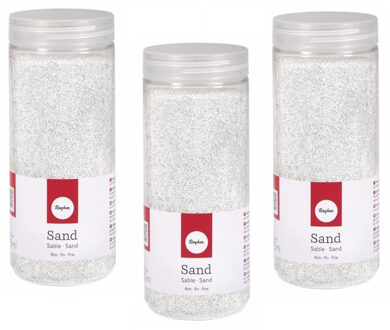 Rayher hobby materialen 6x pakjes fijn decoratie zand wit 475 ml