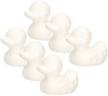 Rayher hobby materialen 6x - Piepschuim dieren figuren - eendjes - wit - 7 cm
