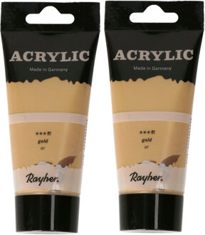 Rayher hobby materialen Acrylverf/hobbyverf op waterbasis - 2x - goud - 75 ml - Schilderen/knutselen