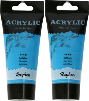 Rayher hobby materialen Acrylverf/hobbyverf op waterbasis - 2x - lichtblauw - 75 ml - Schilderen/knutselen