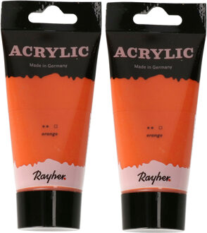 Rayher hobby materialen Acrylverf/hobbyverf op waterbasis - 2x - oranje - 75 ml - Schilderen/knutselen