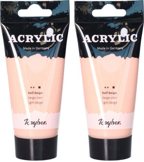 Rayher hobby materialen Acrylverf/hobbyverf op waterbasis - Set van 2x stuks - roze - 75 ml - Schilderen/knutselen