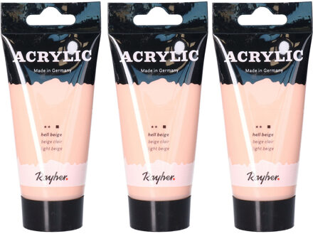 Rayher hobby materialen Acrylverf/hobbyverf op waterbasis - Set van 3x stuks - roze - 75 ml - Schilderen/knutselen