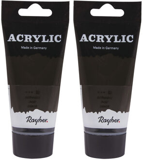 Rayher hobby materialen Acrylverf/hobbyverf op waterbasis - Set van 3x stuks - zwart - 75 ml - Schilderen/knutselen