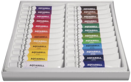 Rayher hobby materialen Aquarelverf/waterverf schilder setje - 24 kleuren tubes 12 ml - Hobby/knutselmateriaal creatief Multi