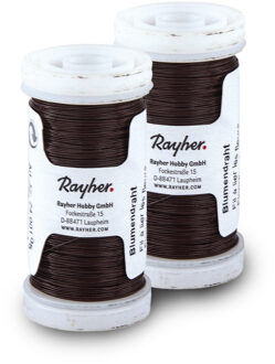 Rayher hobby materialen Bloemendraad of ijzerdraad - 2x - bruin - 0.35 mm dik - 100 meter snoer - metaaldraad