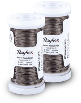 Rayher hobby materialen Bloemendraad of ijzerdraad - 2x - zwart - 0.35 mm dik - 100 meter snoer - metaaldraad