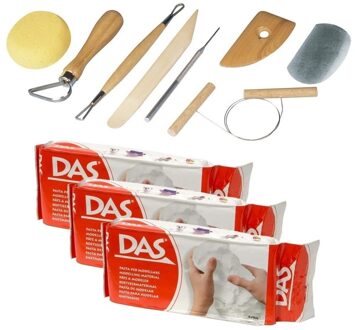 Rayher hobby materialen Boetseergereedschap 8-delig met 3 pakken klei