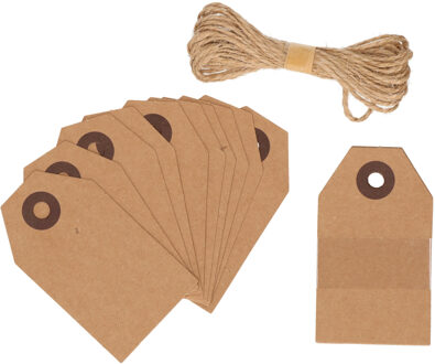 Rayher hobby materialen Cadeau tags/labels - kraftpapier/karton - 40x stuks - aan jute touw - 7.5 x 4.5 cm - Cadeauversiering Bruin