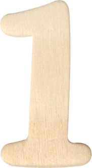 Rayher hobby materialen Cijfer 1 van houten materiaal