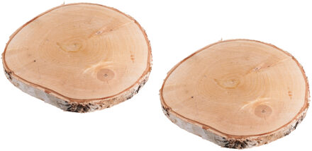 Rayher hobby materialen Decoratie boomschijf met schors - 2x - berkenhout - D26 cm - rond - Knutselen/Hobby - Kaarsenplateau