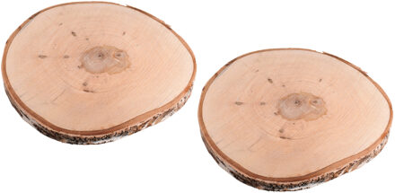 Rayher hobby materialen Decoratie boomschijf met schors - 2x - berkenhout - D30 cm - rond - Knutselen/hobby - Kaarsenplateau