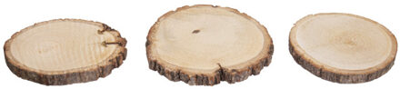 Rayher hobby materialen Decoratie boomschijf met schors - hout - D11 cm - 3x stuks - Knutselen/hobby