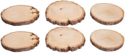Rayher hobby materialen Decoratie boomschijf met schors - hout - D11 cm - 6x stuks - Knutselen/hobby