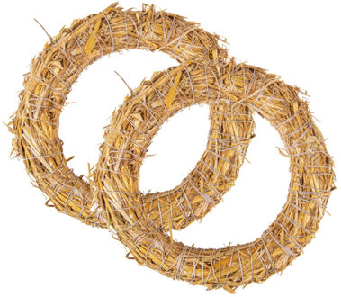 Rayher hobby materialen Decoratie krans van stro - Set van 2x stuks - 30 x 5,5 cm - DIY kransen maken - kerst deurkrans