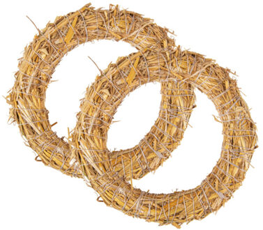Rayher hobby materialen Decoratie krans van stro - Set van 2x stuks - 40 x 6,5 cm - DIY kransen maken - kerst deurkrans