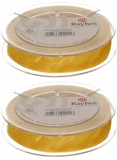 Rayher hobby materialen Decoratie organza sierlint - 2x - goud - 1,5 cm/15 mm x 10 meter - Cadeaulint